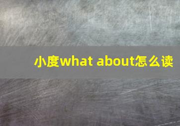 小度what about怎么读